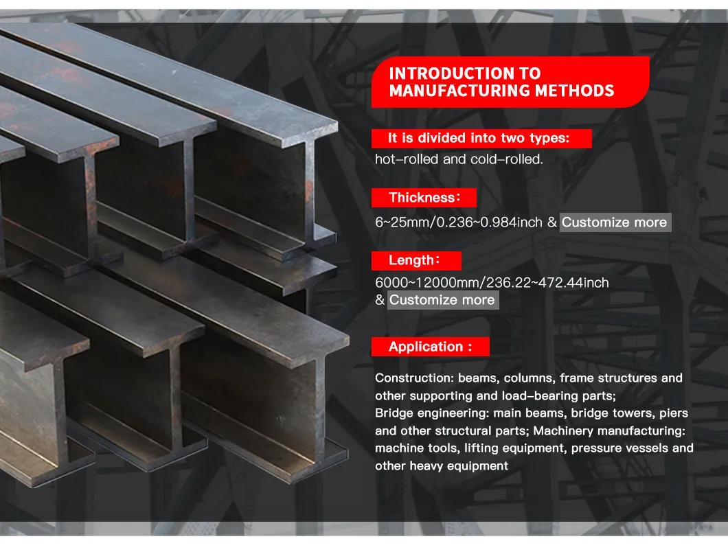 High Strength Structural Steel H Beam Q235B Q345B A36 SM490 S355JR H Metal Beam 0